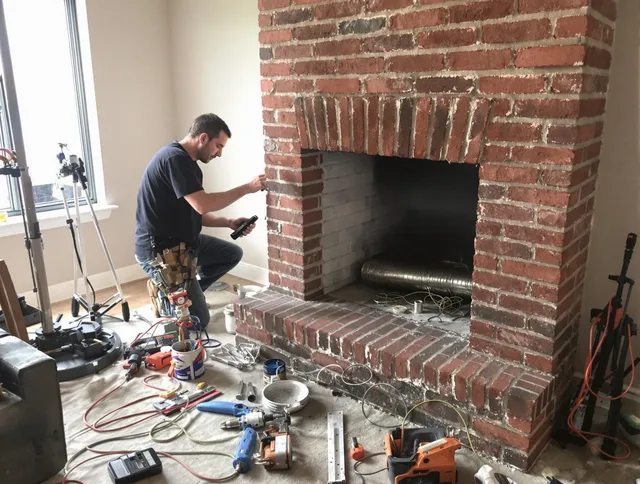 Rehoboth Chimney Sweep specialist finalizing chimney liner service in Rehoboth, MA