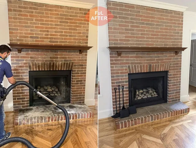 Rehoboth Chimney Sweep carefully sanitizing a fireplace in Rehoboth, MA