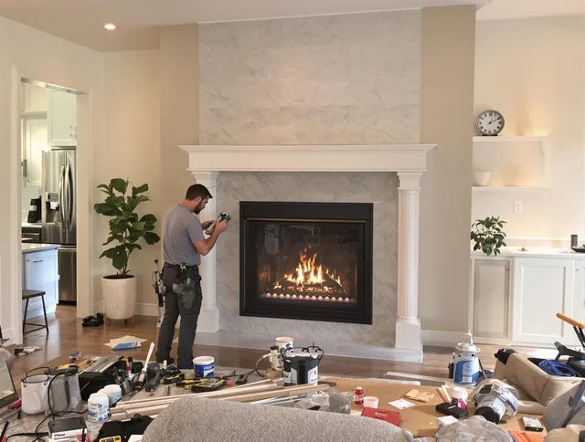 Newly installed fireplace by Rehoboth Chimney Sweep in Rehoboth, MA
